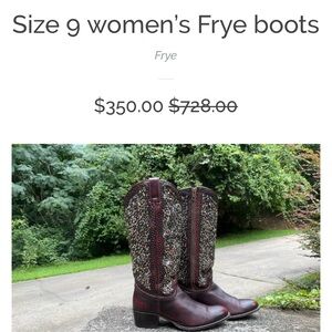 $700 RARE Deborah FRYE Brown STUDDED Statement BIKER/Cowboy BOOTS Size 9 SPAIN